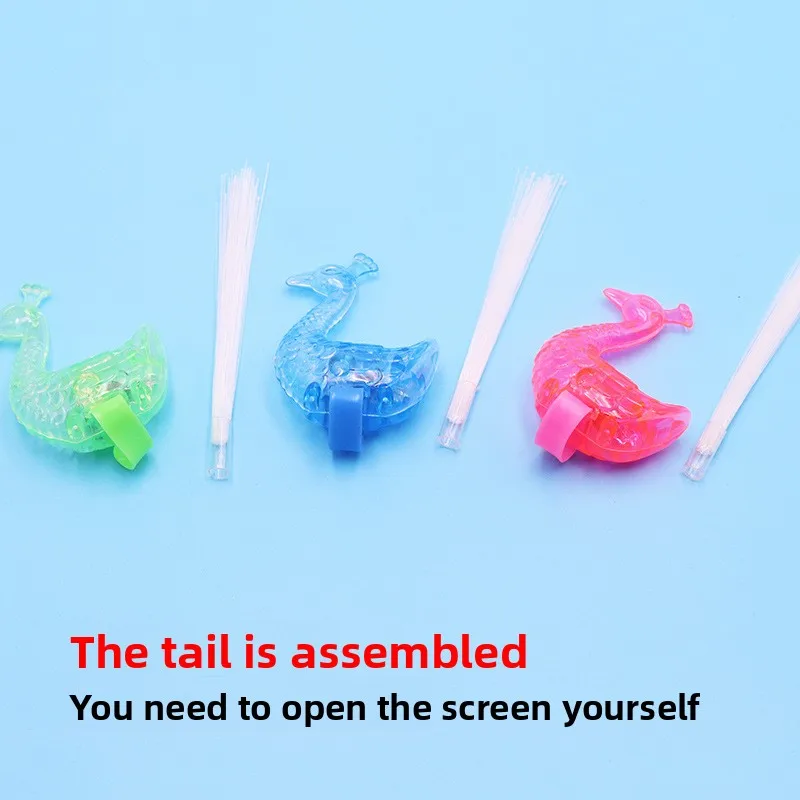 Peacock finger light luminous color-changing peacock open screen fiber optic light children's night market source luminous toys