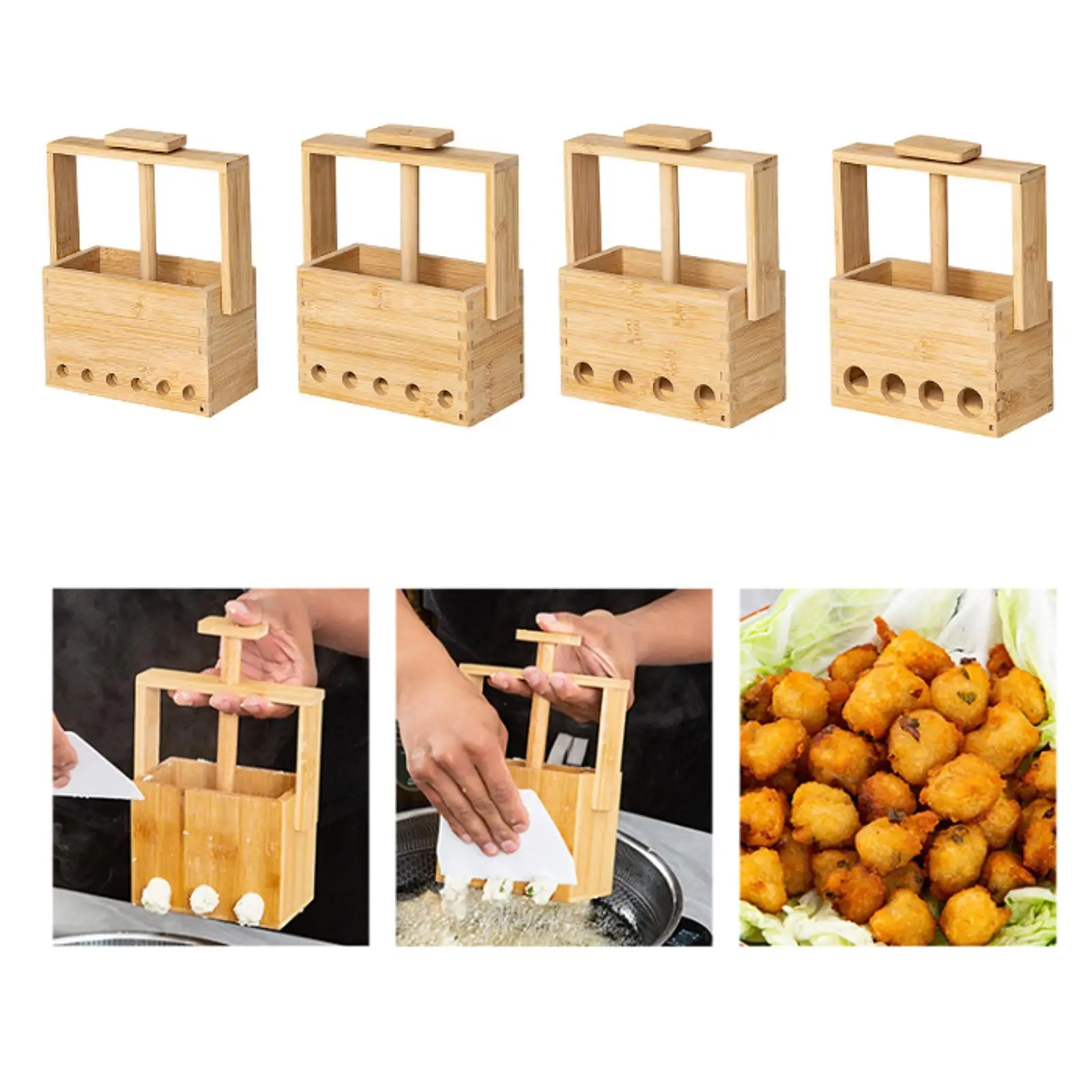 Meatball Dispenser Tool Manual Meatball Maker Portable Bamboo with Scraping, to