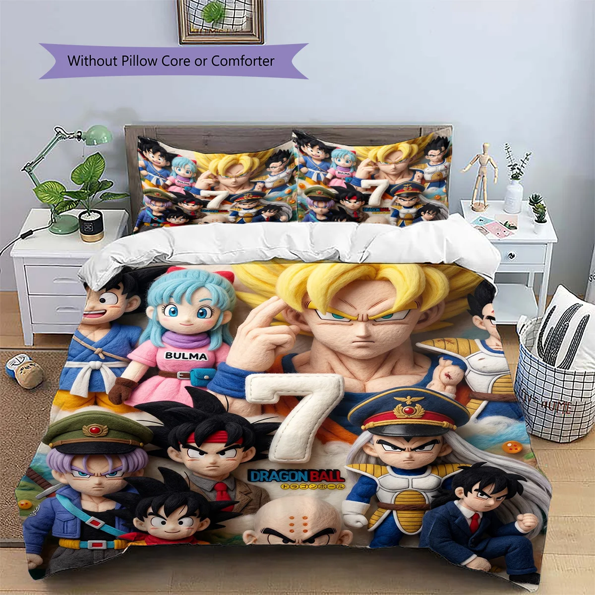 Dragon Ball Anime Themed Patterned Pillowcase & Duvet Cover Set Bedroom Bedding Decor Perfect Gift for Enthusiasts YUN6516