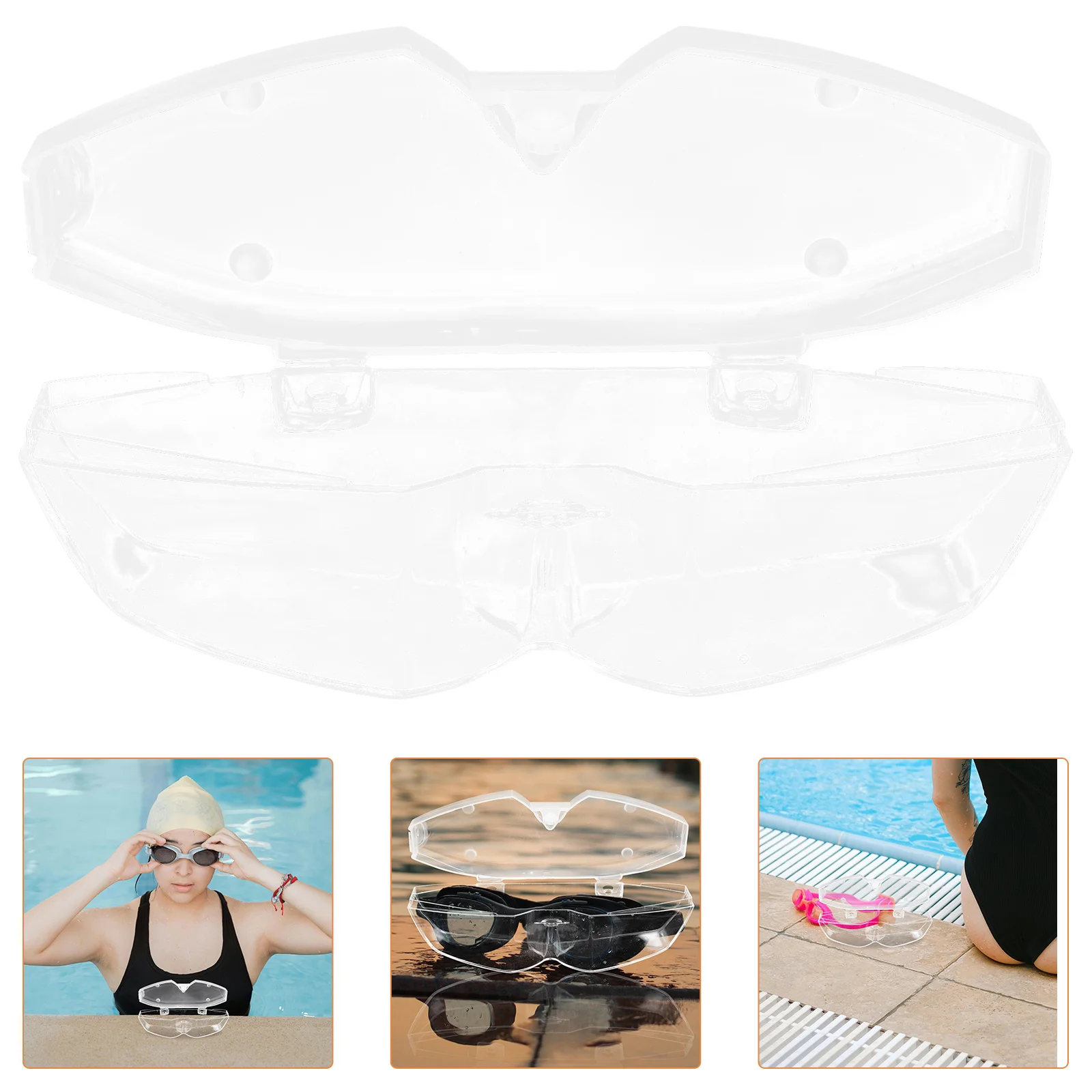 スイムゴーグルケース クリアプラスチック収納ボックス 軽量で持ち運び可能なゴーグルキャリングホルダーで旅行時の保護を容易に