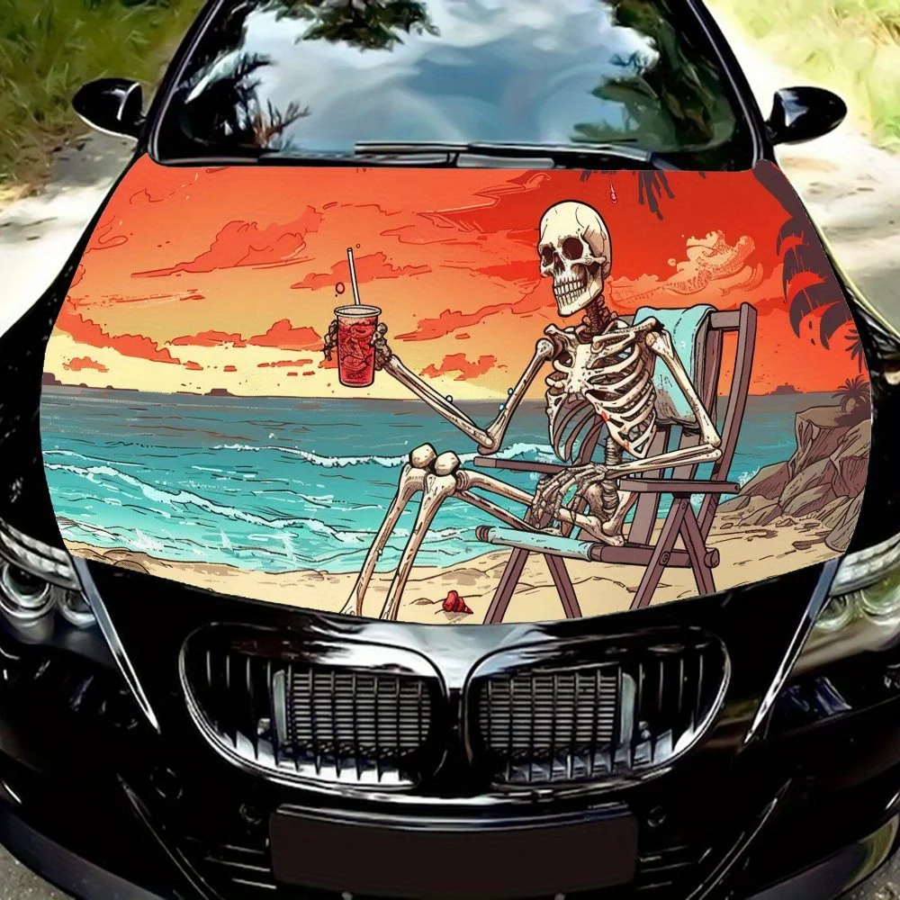 

Waves, Beach, Skeleton PVC Engine Hood Stickers Suitable for Cars and SUVs -Durable, Stylish Automotive Accessories That Are Eas