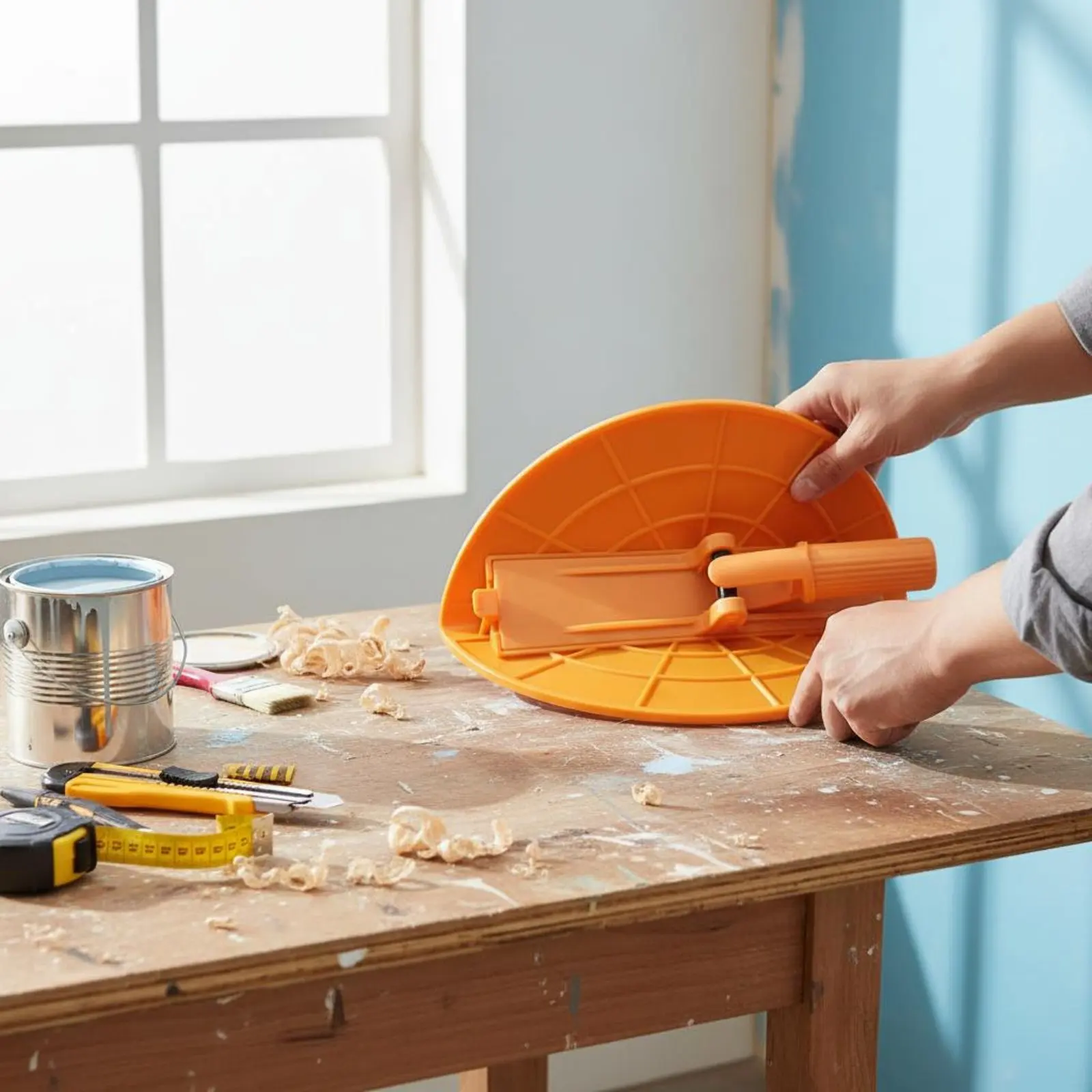 

Semi-Circle Putty Sander Integrated Base Extendable Pole Sander Sanding Disc Holder Foldable for DIY Hobbyists