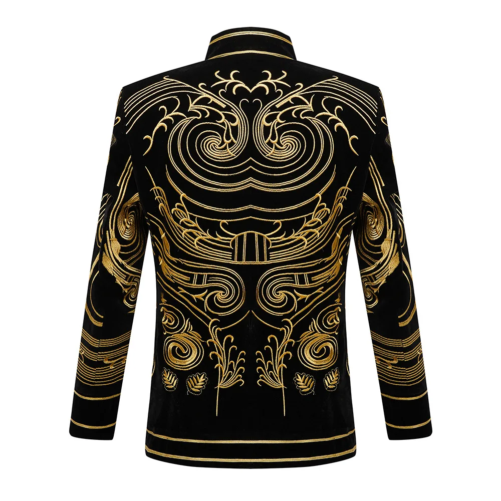 European and American velvet heavy embroidery suit jackets for men, nightclub and bar trendsetters, performance costumes, dance