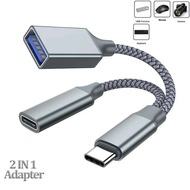 ZLRLMHY OTG كابل محول USB 3.1 أنثى الفاصل USB C إلى USB A نوع C PD 15 واط شاحن سريع آيفون 15 هواوي سامسونج ماك بوك