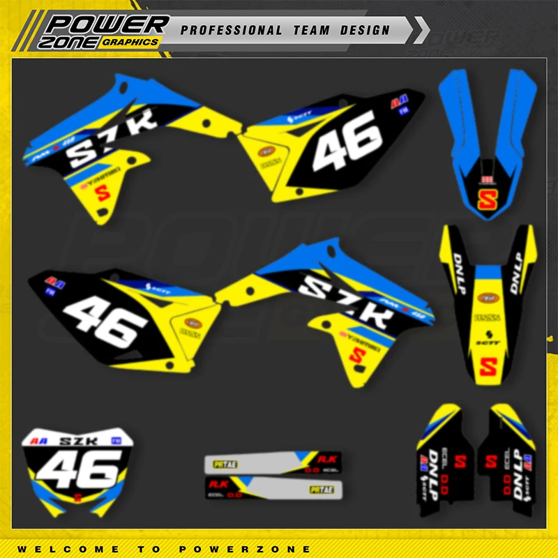 

POWERZONE Custom для SUZUKI RMZ450 2008-2017 RMZ 450cc внедорожные мотоциклетные наклейки индивидуальный комплект защиты графического номера 08