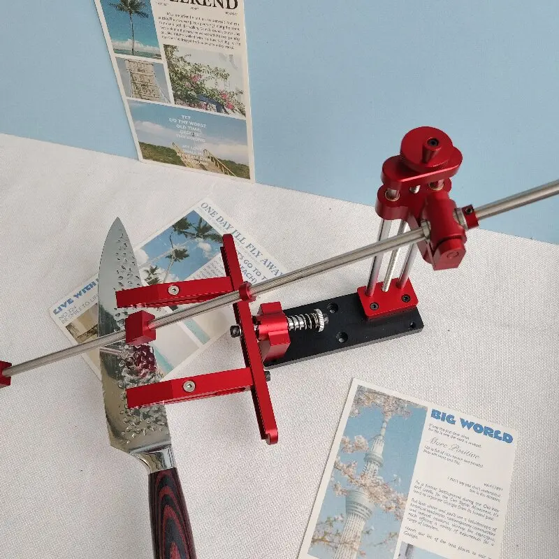 

2025 New Red Fixed Angle Sharpener with Scale Adjustable Height 360° Rotating Tool Professional Kitchen Knife Sharpening System