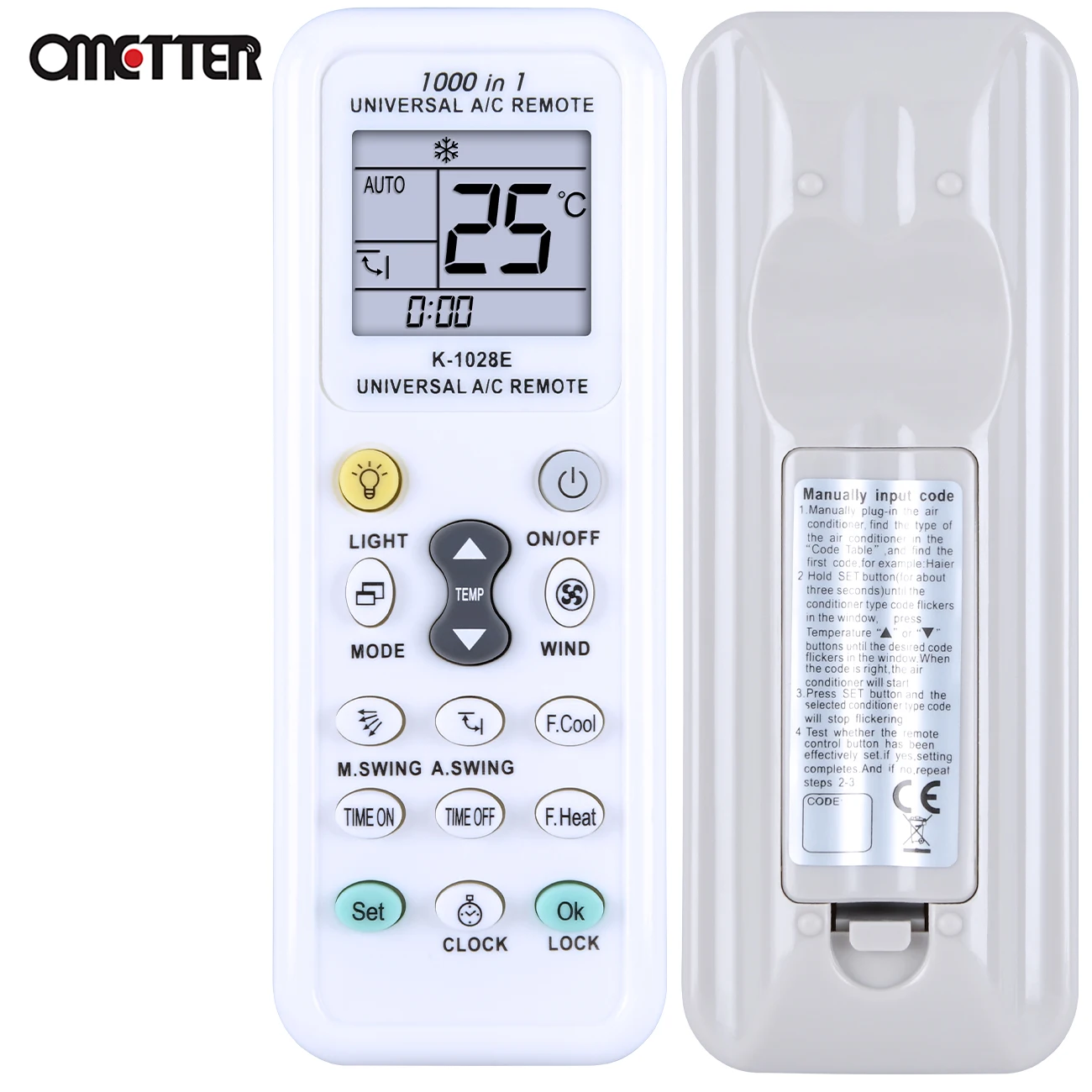 Universal K-1028E Low Power Consumption K-1028E Air Condition Remote LCD A/C Remote Control Controller