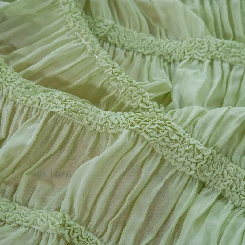 Tessuto chiffon bianco rosa con volant pieghettato ricamo squisito tessuto da sposa gonna in tessuto fascia per capelli