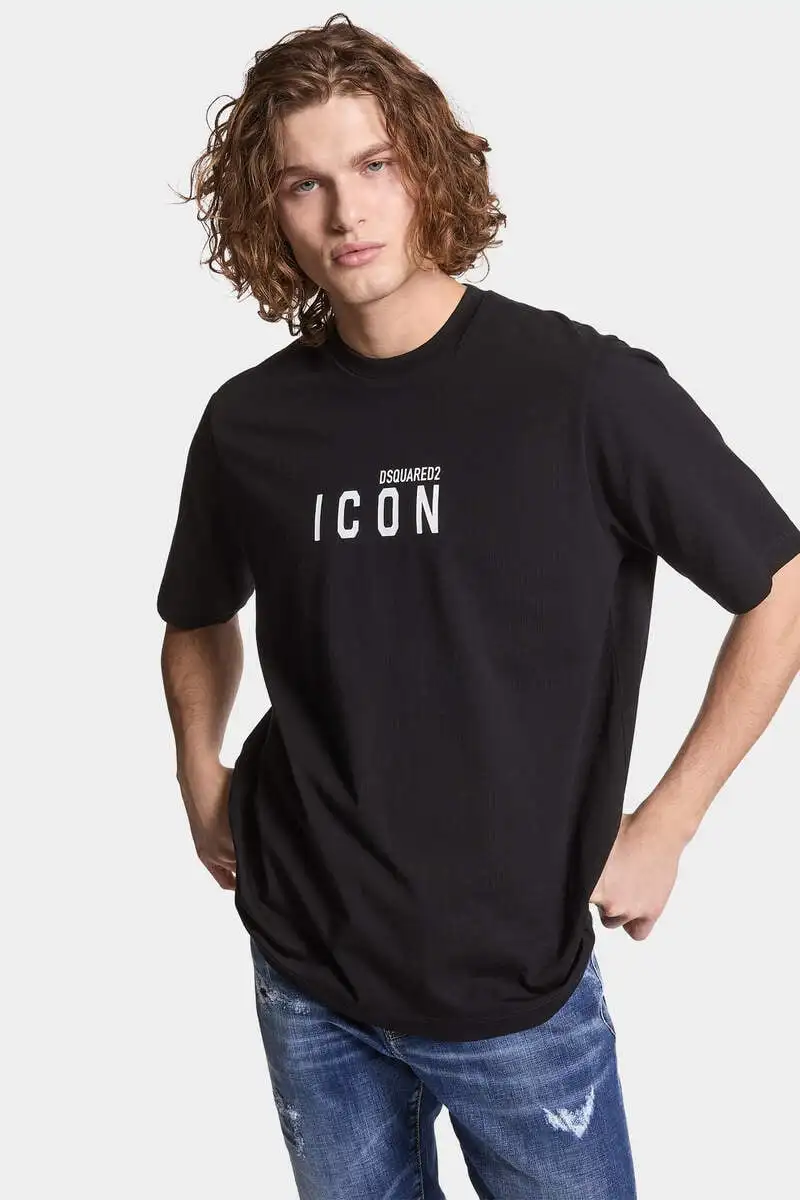 

2025 Black Men's Top T-Shirt Short Sleeve Loose Crew Neck Letter Printing Versatile Casual Trendy Brand Clothing