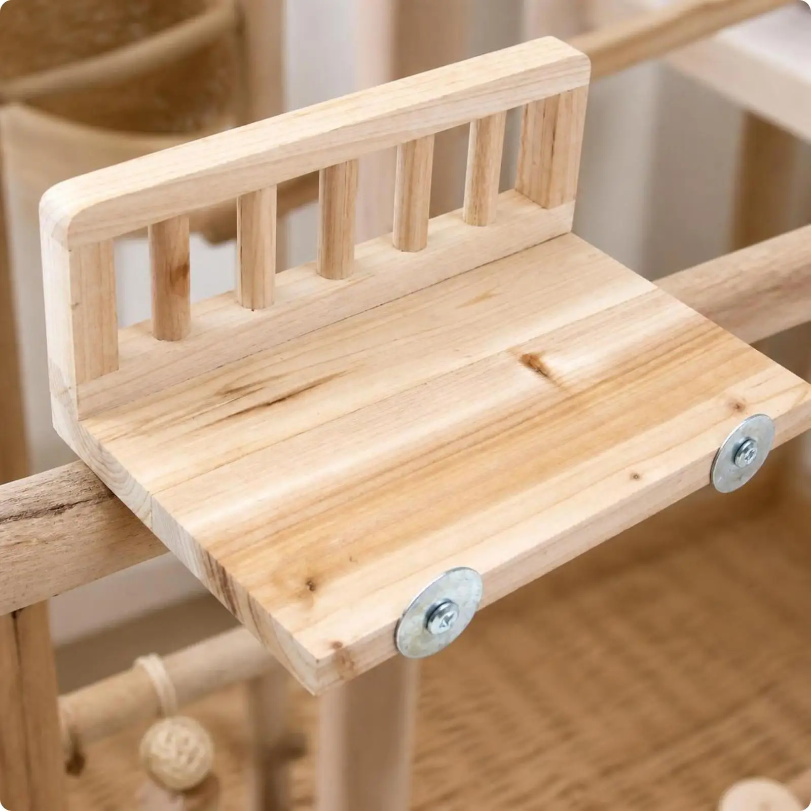 Bird Cage Platform Perch Wood Stand with Raised Backrest Parrot Play Area for Exercise
