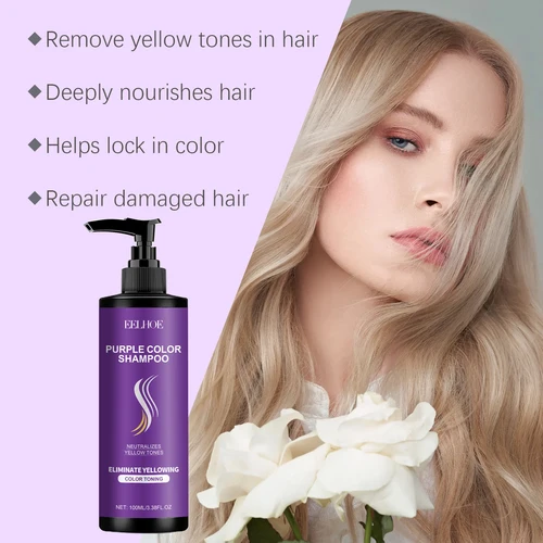 Imagen 2 del producto Champú morado para cabello rubio blanqueado, antilatón, tonifiante, cubierta de cabello gris, reparación e hidrata el cabello dañado, champú corrector del Color