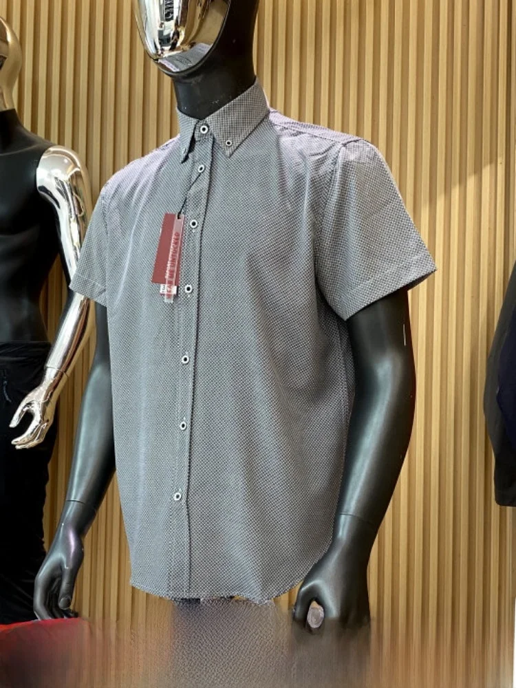 Lightweight Breathable Summer Casual Shirt Men's Outdoor Commute Versatile Short Sleeve Flip-Collar Shirt Comfortable Polyest...