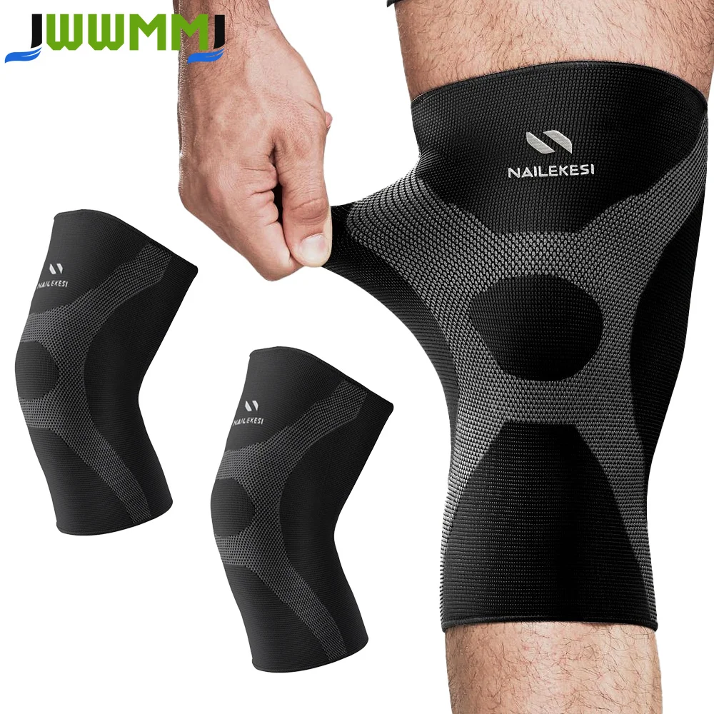 1Pair Plus Size Knee Compression Sleeve for Men and Women, Knee Support Brace for Running, Workout, Sports, Meniscus Tear