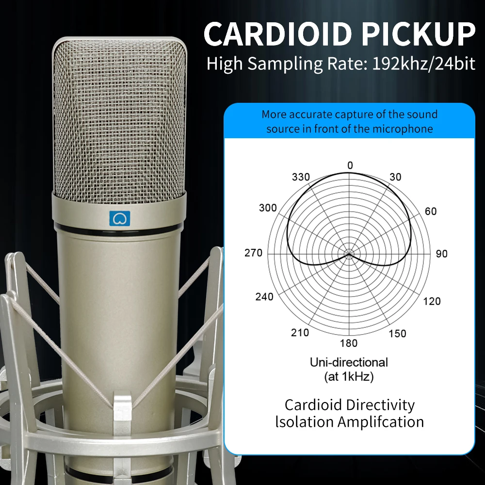 LEUS U87 AI XLR Condenser Microphone Professional Cardioid Studio Mic for Recording Podcasting Voice Over Streaming Home Studio