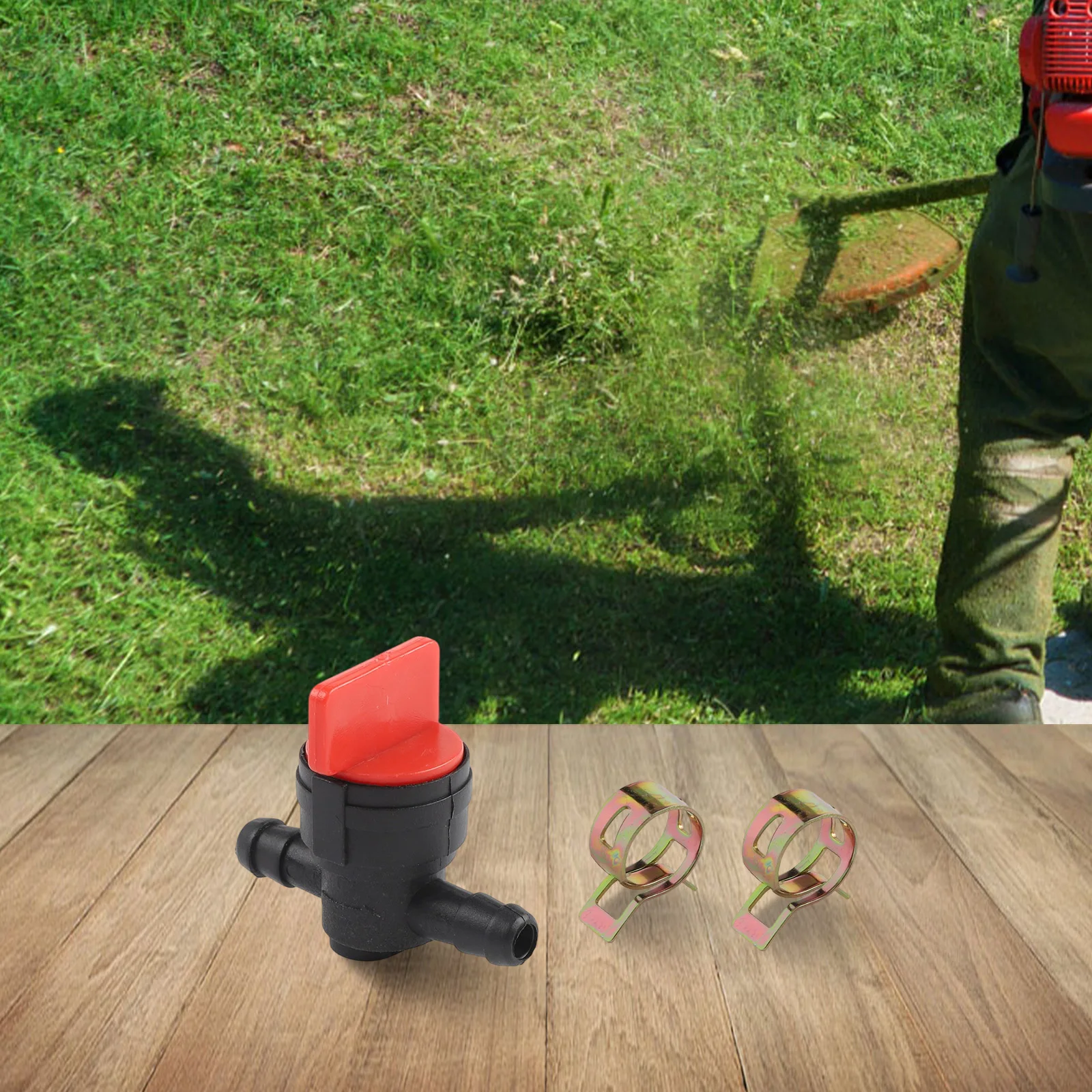 Fuel Tap Valve for Petrol and Diesel with Two Clamps for 6mm to 8mm Hose Inner Diameter 42mm Height Garden Tool