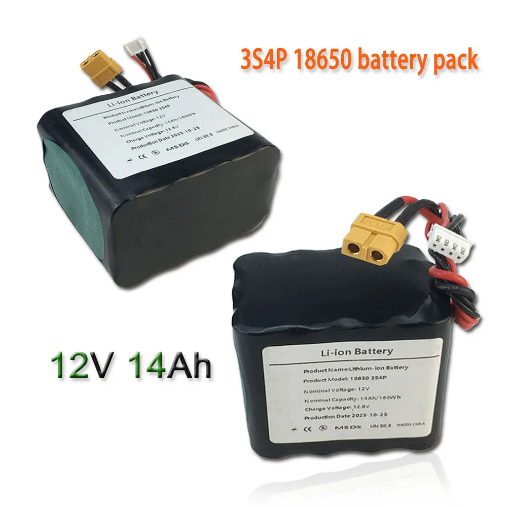 3S4P 12V 14Ah 12.6V High Capacity UAV Rechargeable Li-ion Battery For Various RC Airplane Quadrotor XH2.54-4P XT60