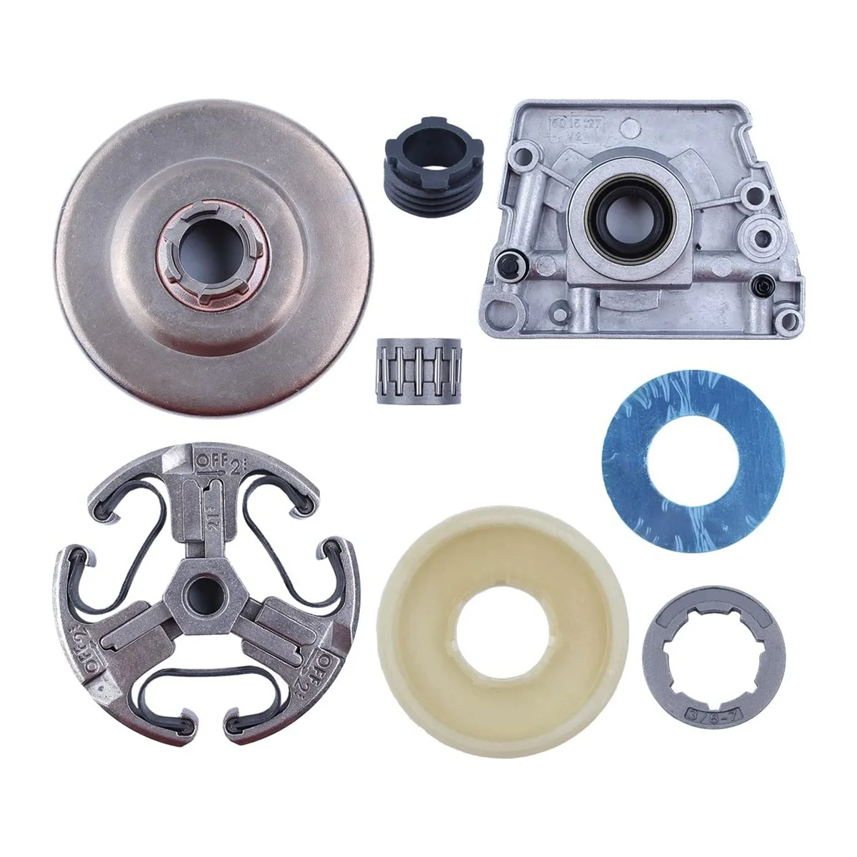 BMBY-Clutch Drum Oil Pump Worm Gear Dust Cover Washer For 268 272 66 61 Chainsaw 3/8Inch-7T Sprocket Needle Bearing