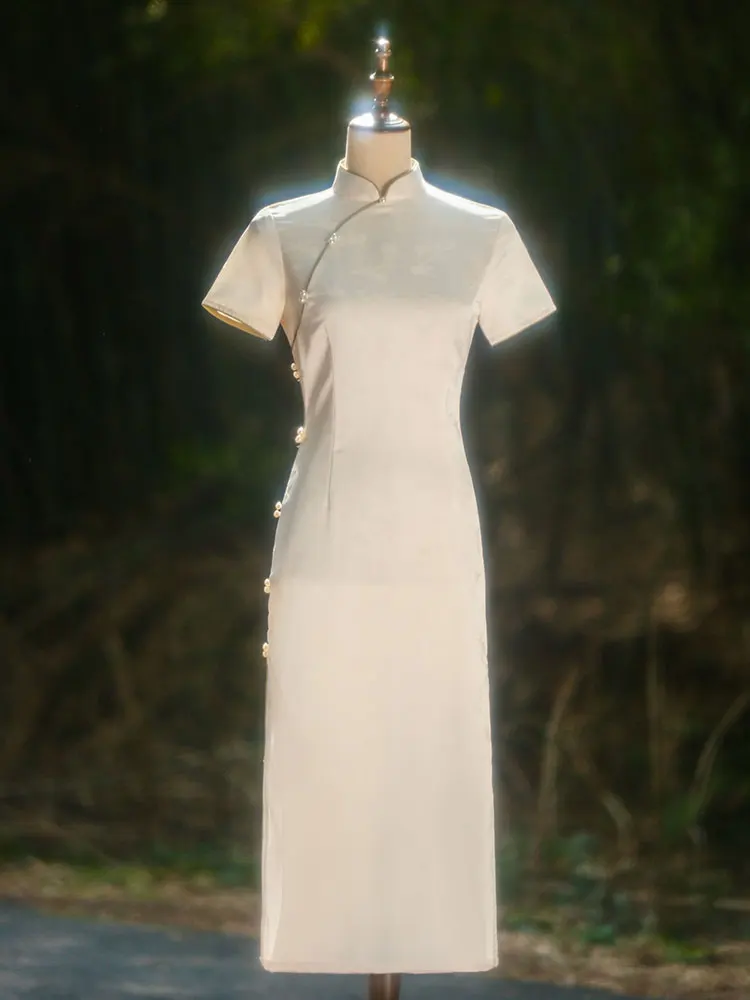 

Young Girl's Summer Gown Vintage Sle Long Daily Wear ort Sve Floral Print High Slit Ele Ladylike Dr