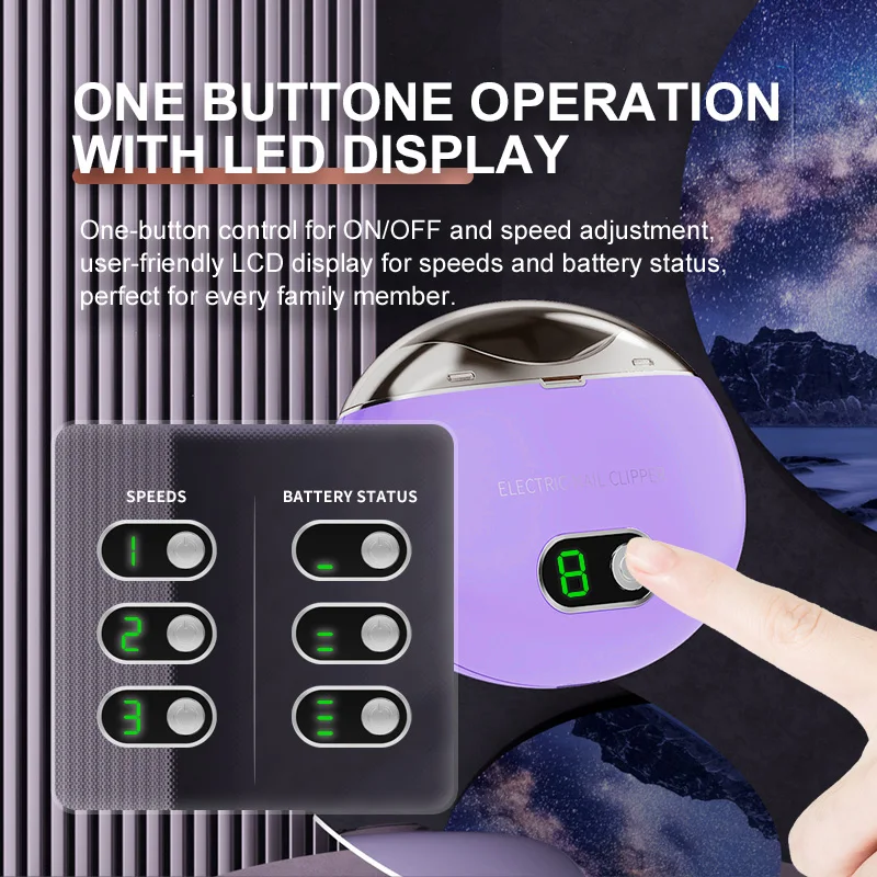 مقص أظافر كهربائي 3 سرعات للطفل جميع الأعمار تخزين السفر هدية آمنة 1 قطعة قابلة للشحن السيارات مسمار المتقلب أداة العناية بالأظافر