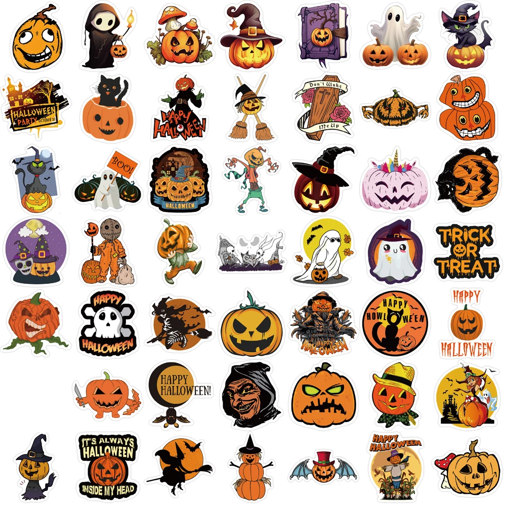 مجموعة ملصقات الهالوين الفريدة من نوعها مكونة من 50 قطعة، ديكور متعدد الأغراض لزجاجات المياه وأجهزة الكمبيوتر المحمولة والمجلات والمزيد