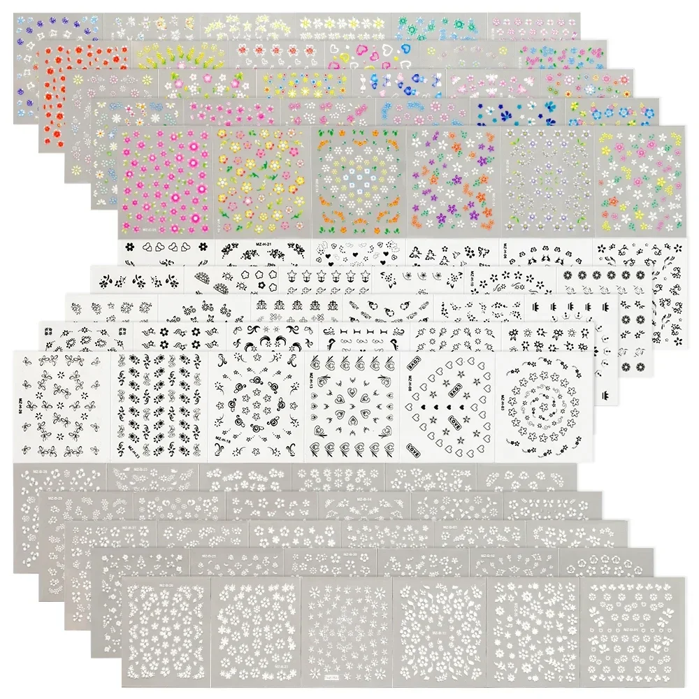 24/30/50 Stück 3D-Blumenmuster-Nagelaufkleber-Set, bunt, Gänseblümchen, Blume, abstrakter Schmetterling, Blätter, Bild, Aufkleber, Schieber, Dekoration