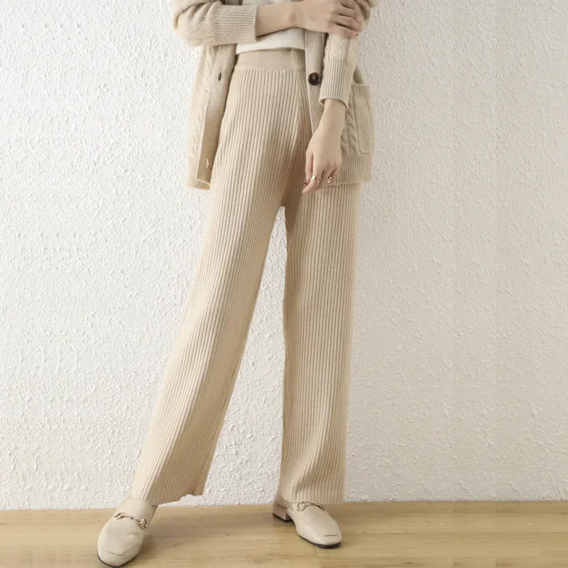 

MRMT 2026 Новые широкие брюки для женщин с высокой талией, повседневные свободные трикотажные брюки прямого кроя, драпированные, стройнящие, для женщин