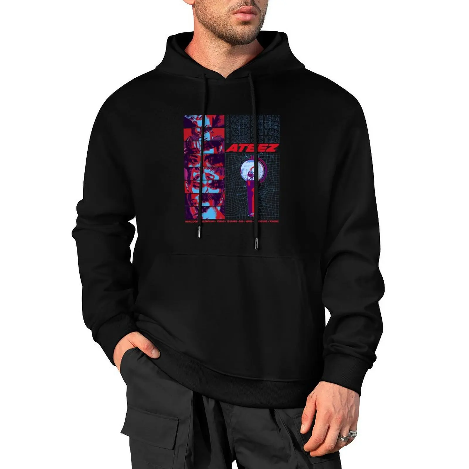 

Ateez OT8 Retro Streetwear Inspired Design Pullover Hoodie autumn graphic t shirts men men wear men clothing hoodie graphic