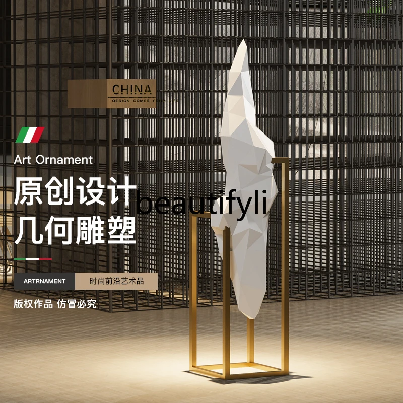 الألياف الزجاجية هندسية الطابق زخرفة مبيعات مكتب الديكور الناعم النحت الكبير فن التركيب الدرج الدوار #4