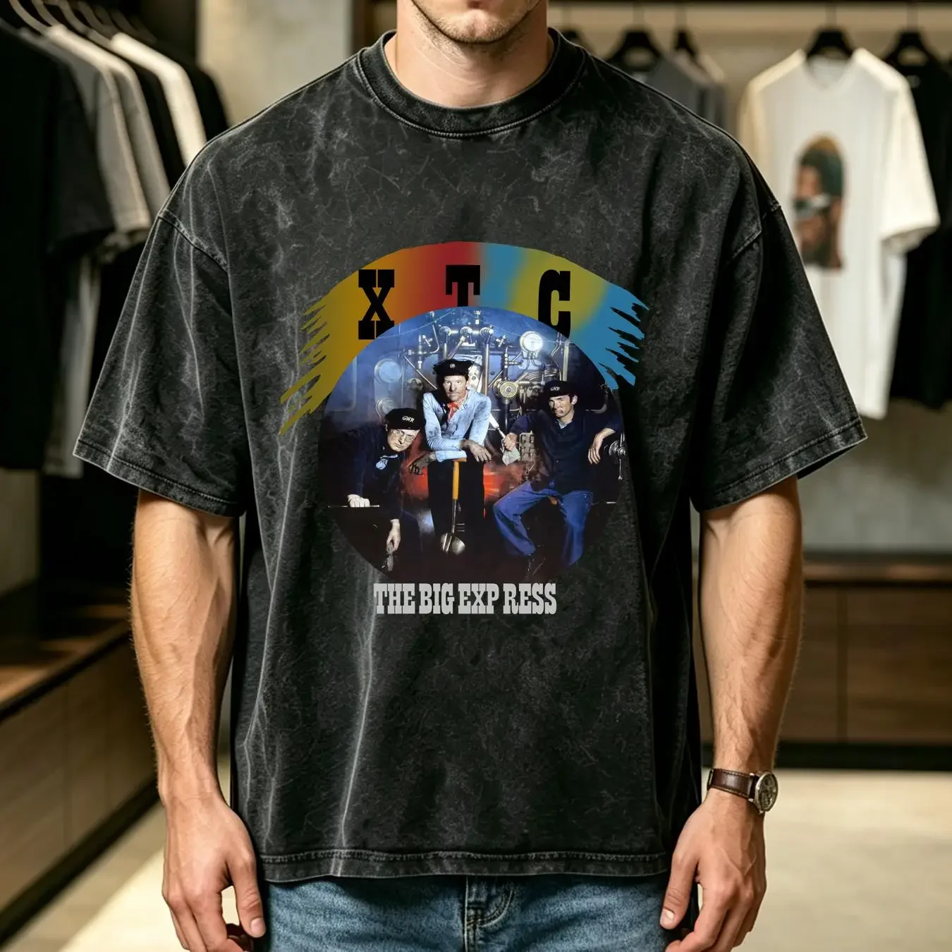 washed T Shirt Vintage XTC 1980s The Big Express New WAVEY RARE vintage Washed fashion Comfortable Breathable streetwear