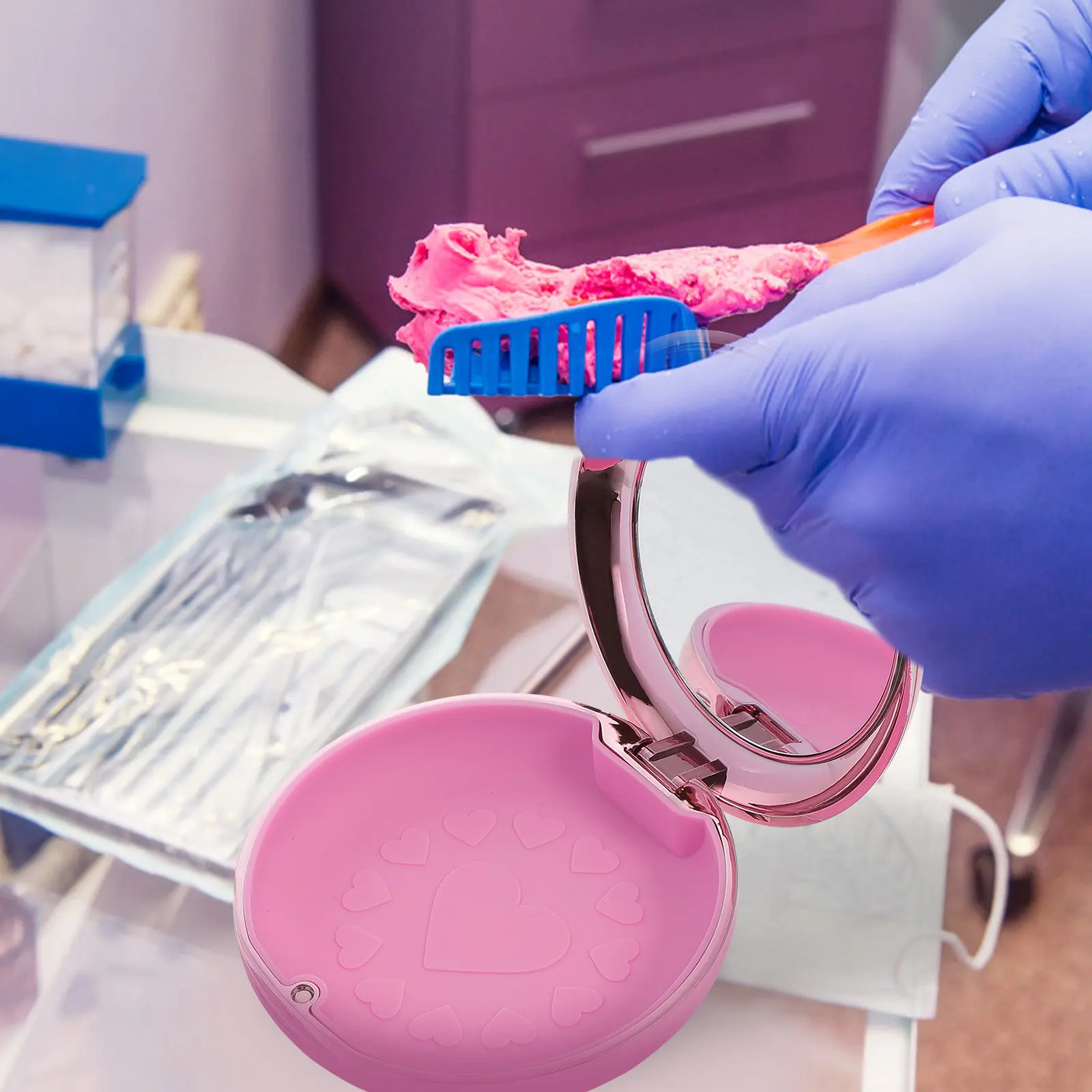 

1Pcs Denture Storage Box Fake Teeth Case Portable Dental Retainer Container Oral Care Orthodontic Retainer Storage Case Mini