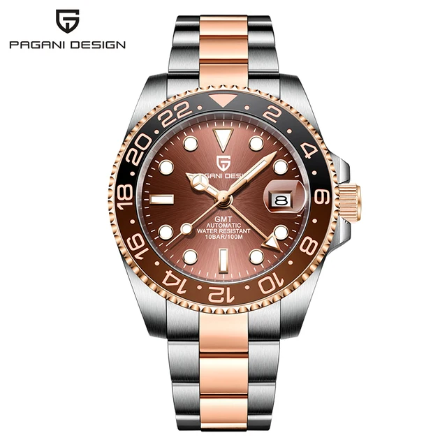 PAGANI DESIGN 40mm GMT Men's Mechanical Watches 100M Waterproof Top Brand Sapphire Glass Stainless Steel Business Men's Watch