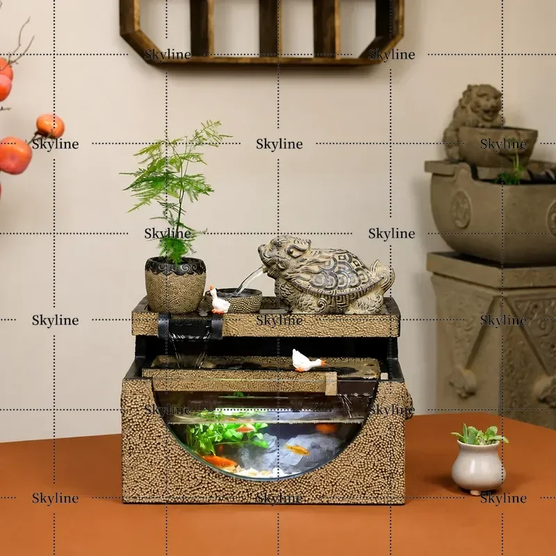 for Lucky Office Home Decor Desktop Fish Tank Circulating Water Fountain Wealth Attracting Ornament Store Opening Gift