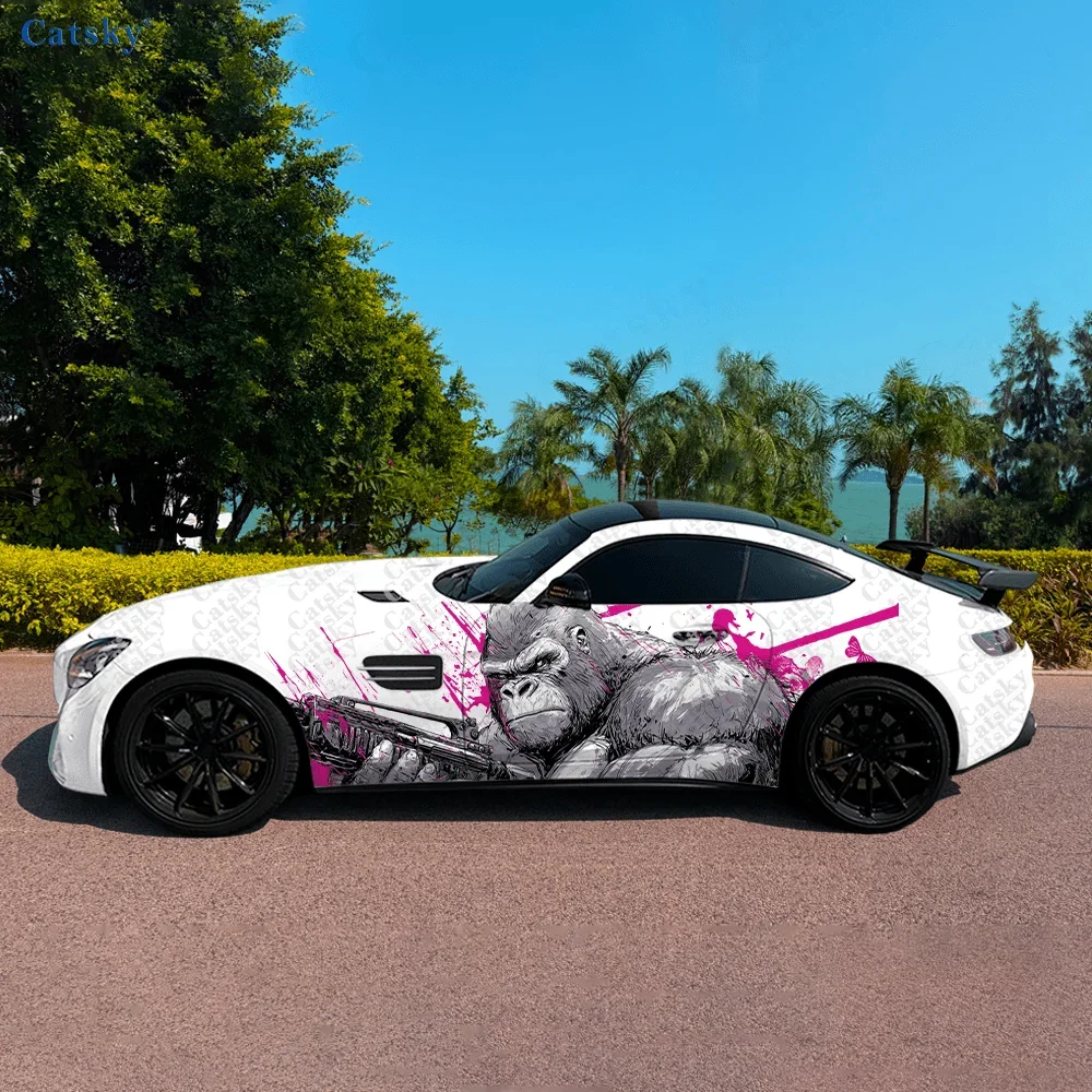 Fierce Gorilla Unique Car Side Sticker Decoration, PVC Waterproof Scratch Resistant Decal, Car Protection, Auto Accessories Gift