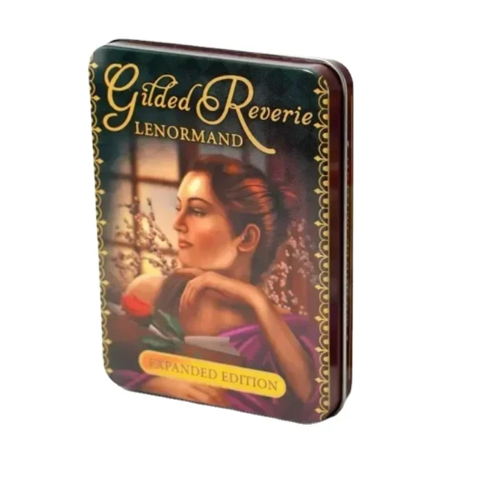 11*6.5cm Gilded Reverie Lenormand Tarot Deck In A Tin Box Gilded Edge for Fortune Telling Game Card 44pcs