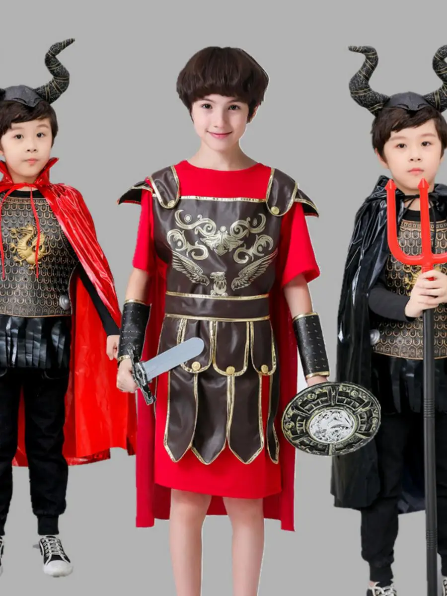 

Детский костюм на Хэллоуин, наряд для выступлений, злое пламя, демон, бык, демон, ролевая одежда, сценический костюм из полиэстера