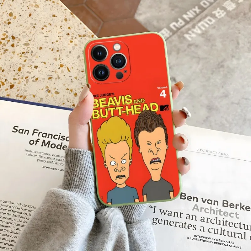 Beavis And Butthead Cartoon Phone Case Candy Color For IPhone 14 12 13 11 Pro Max Mini X XR XS Max 7 8 Plus Soft Silicon Cover