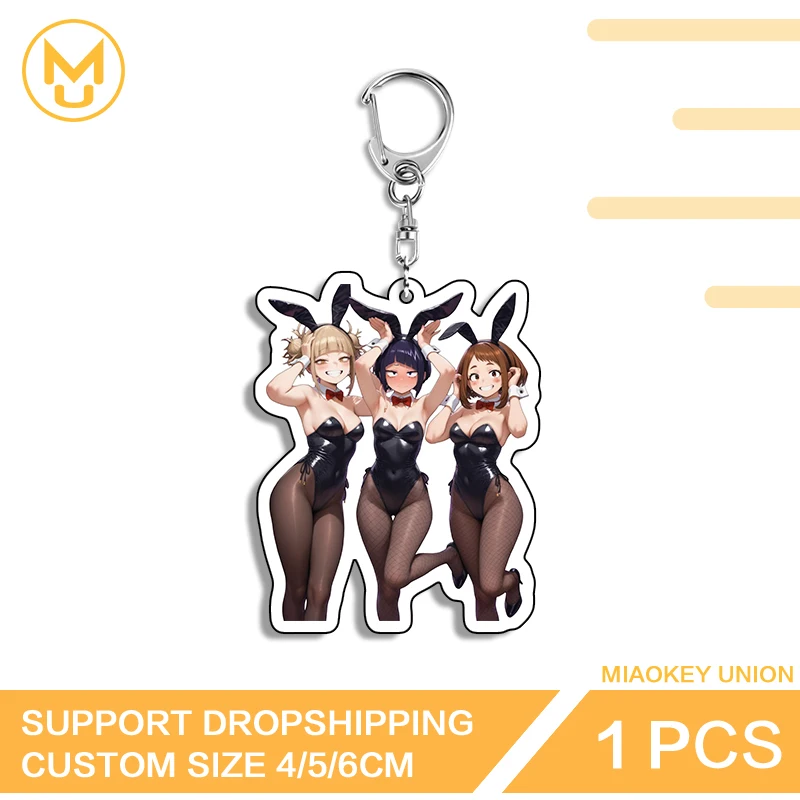 Toga Himiko-llavero divertido con conejo negro para chica, Uraraka Ochako Jiro Kyoka, accesorios superventas para amigos, llaveros de moda, regalos