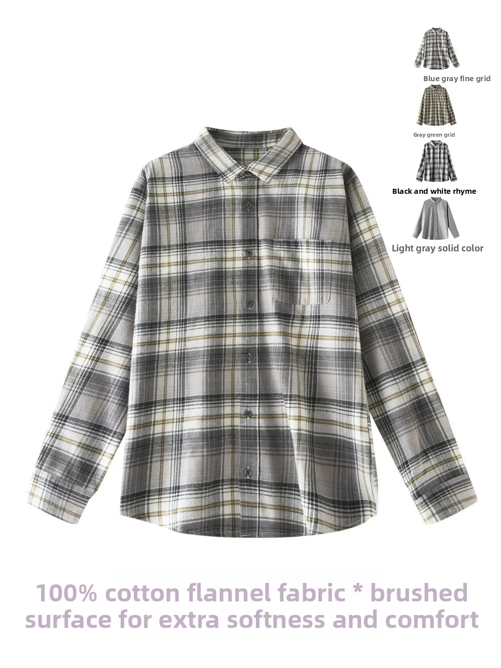 

Men's Long Sleeve Flannel Shirt Casual Plaid Large Size Flocking Warm Outerwear Coat Thickened Cotton Velvet Fabric Coat