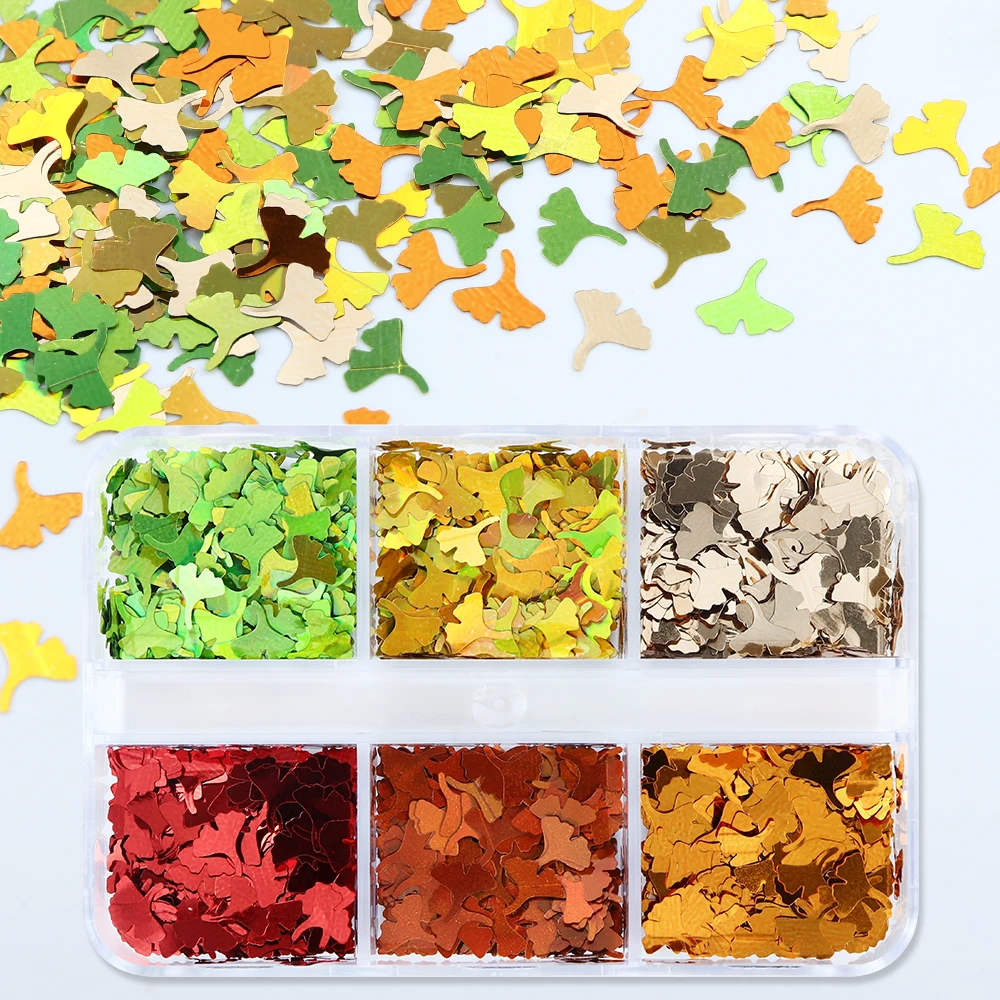 UV Resin Filling Ginkgo Leaf Glitter Sequins Epoxy Resin Decor Silicond Mold Shiny Autumn Winter Crafts Accessories And Material