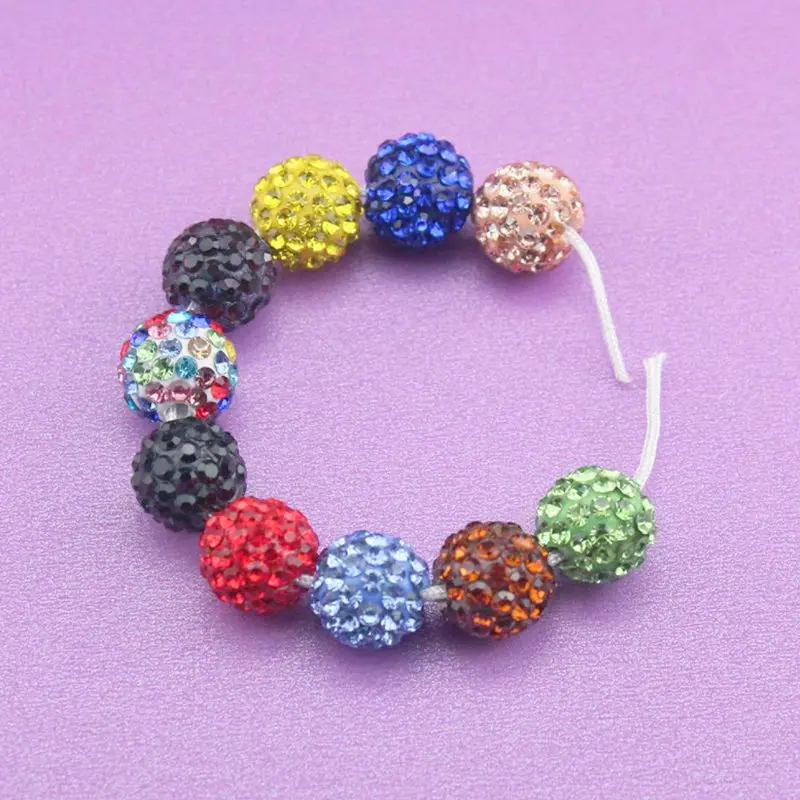 10Pcs Multicolour Rhinestone Crystal Ball Beads Spacer Beads For Clothing Hat Decoration DIY Jewelry Making Bracelet Accessories