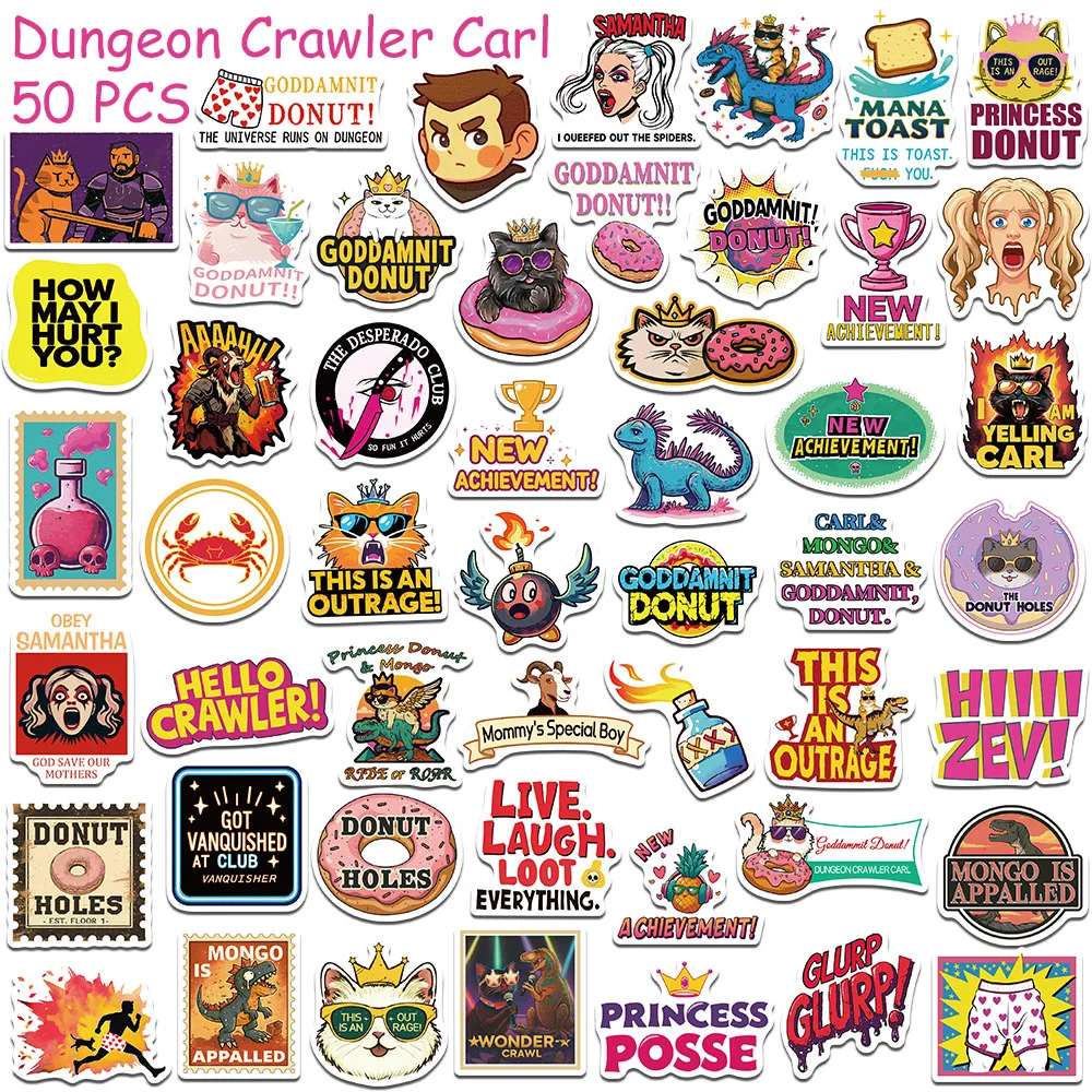 50/100 Stück Dungeon Crawler Carl Aufkleber für Handy, Scrapbook, Gepäck, Skateboard, Helm, DIY Cartoon Ästhetische Sticker – Detail 14