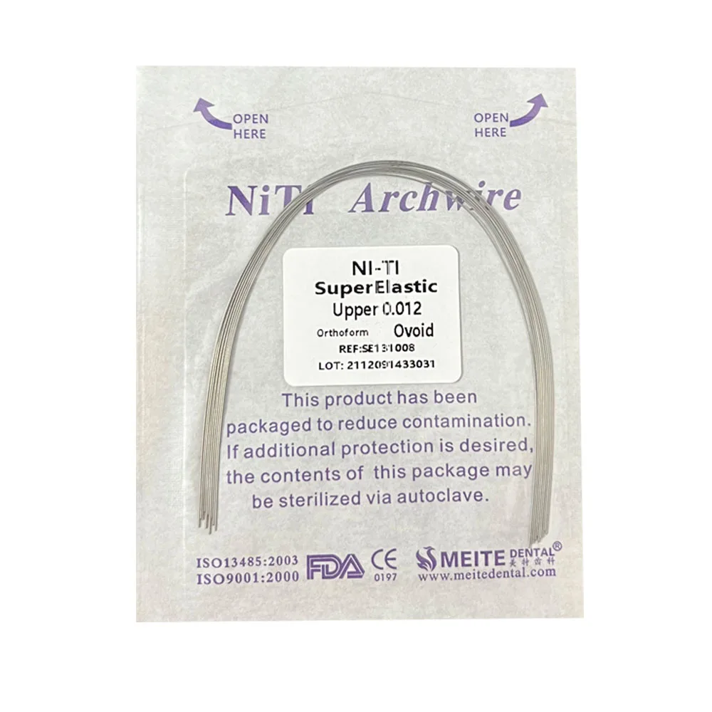 Alambre de arco de Niti para ortodoncia Dental, 10 piezas, súper elástico, redondo, Rectangular, arco ovoide, forma de dientes, materiales para