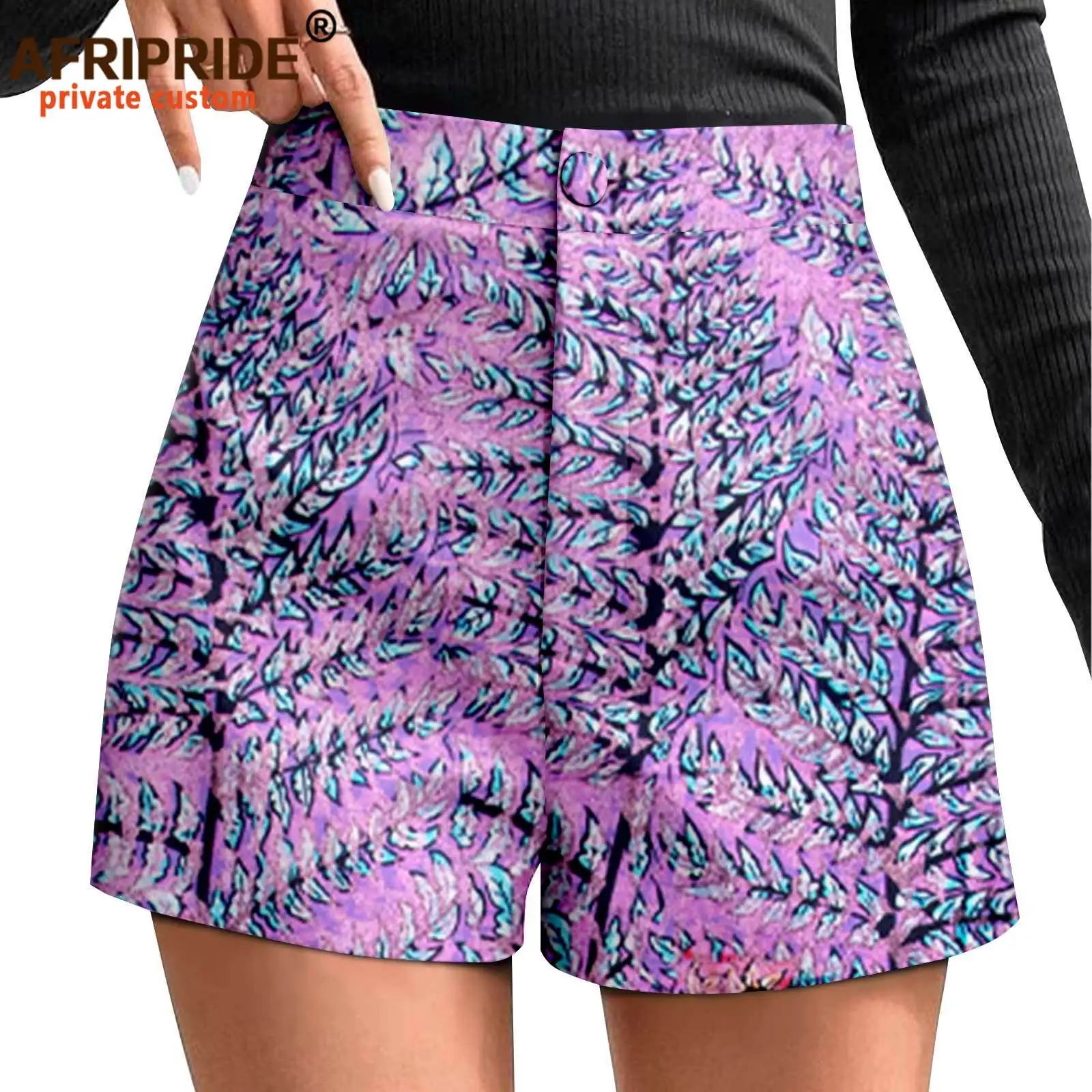 Pantalones cortos de cintura alta para mujer, Shorts informales de verano con estampado africano de Ankara, atléticos de talla grande, con bolsillos, 2421002