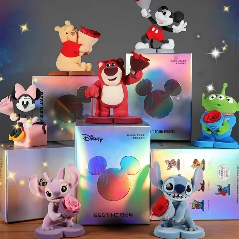 

В наличии Disney слепая коробка вечный цветок загадочный сюрприз фигурка стежка Пух Микки Минни Маус прекрасная модель куклы орнамент