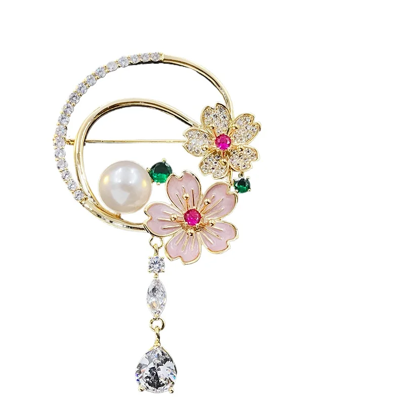 

Spring Blossom Cherry Flower Brooch Women High-End Exquisite Fashion Suit Pin Elegant Corsage All-Match Jewelry Accessories 559