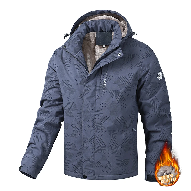 Cordeiro velo hardshell masculino outono e inverno extra velo à prova de vento à prova dwindproof água roupas montanhismo boné removível jaqueta