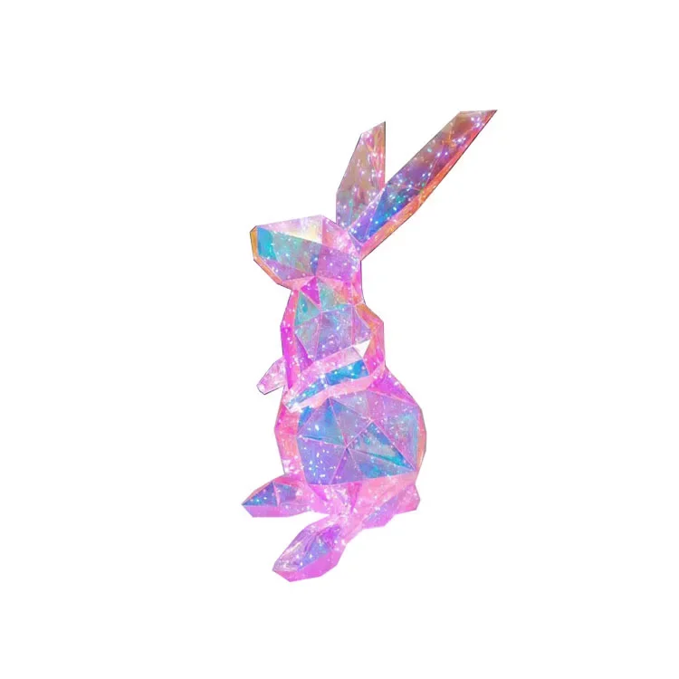 Iridescent LED Bunny Sculpture - Eye-Catching Easter and Garden Decor