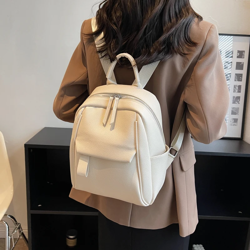 Designer Cute Fashion Women Leather Backpack 2023 Mini Soft Multi-Function Small Backpack Female Ladies Shoulder Bag Girl Purses