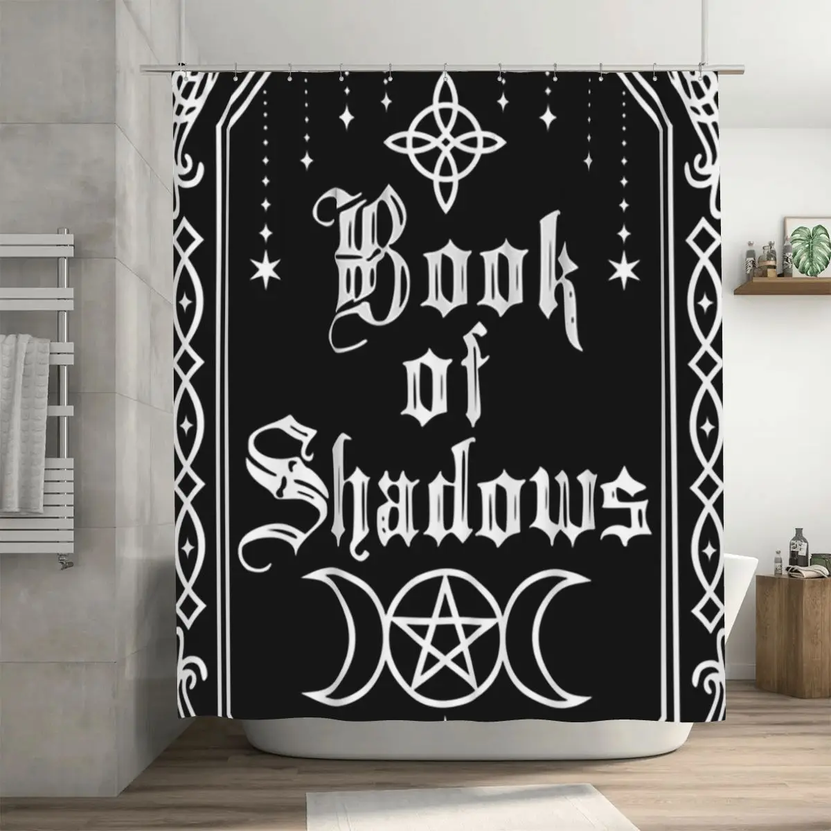 

Занавеска для душа «Книга теней» из полиэстера, водонепроницаемая, с крючками