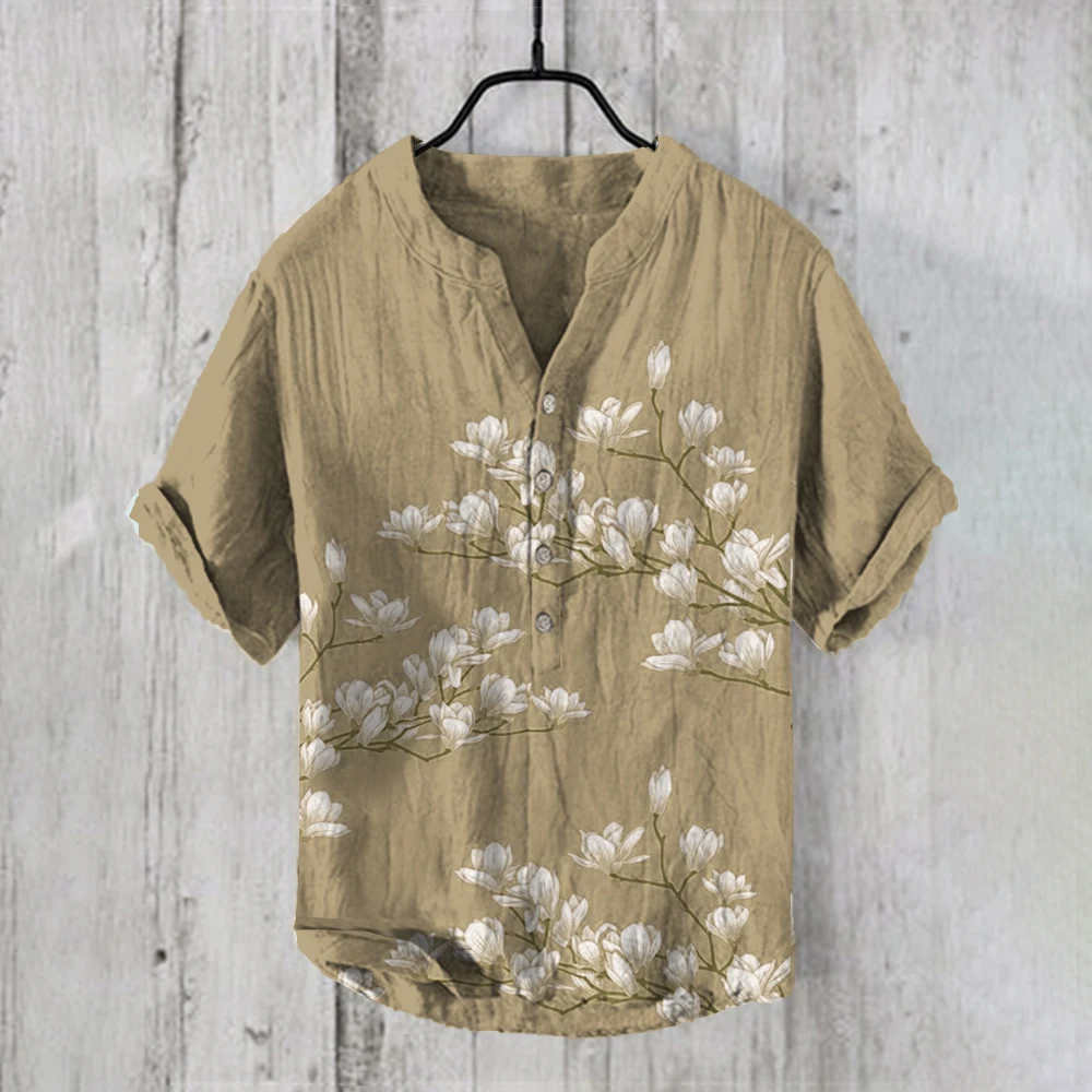 2025 Spring/Summer Men's and Women's Shirts Independent Casual Fish Pattern Hawaiian Style Printed Shirts Men's Tops
